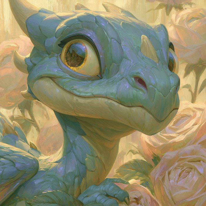 Author portrait — a young dragon among roses